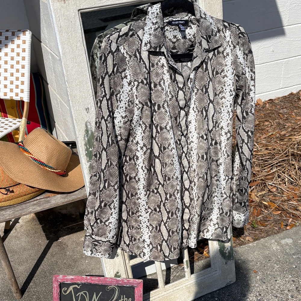 Snakeskin Print Button-Up Shirt